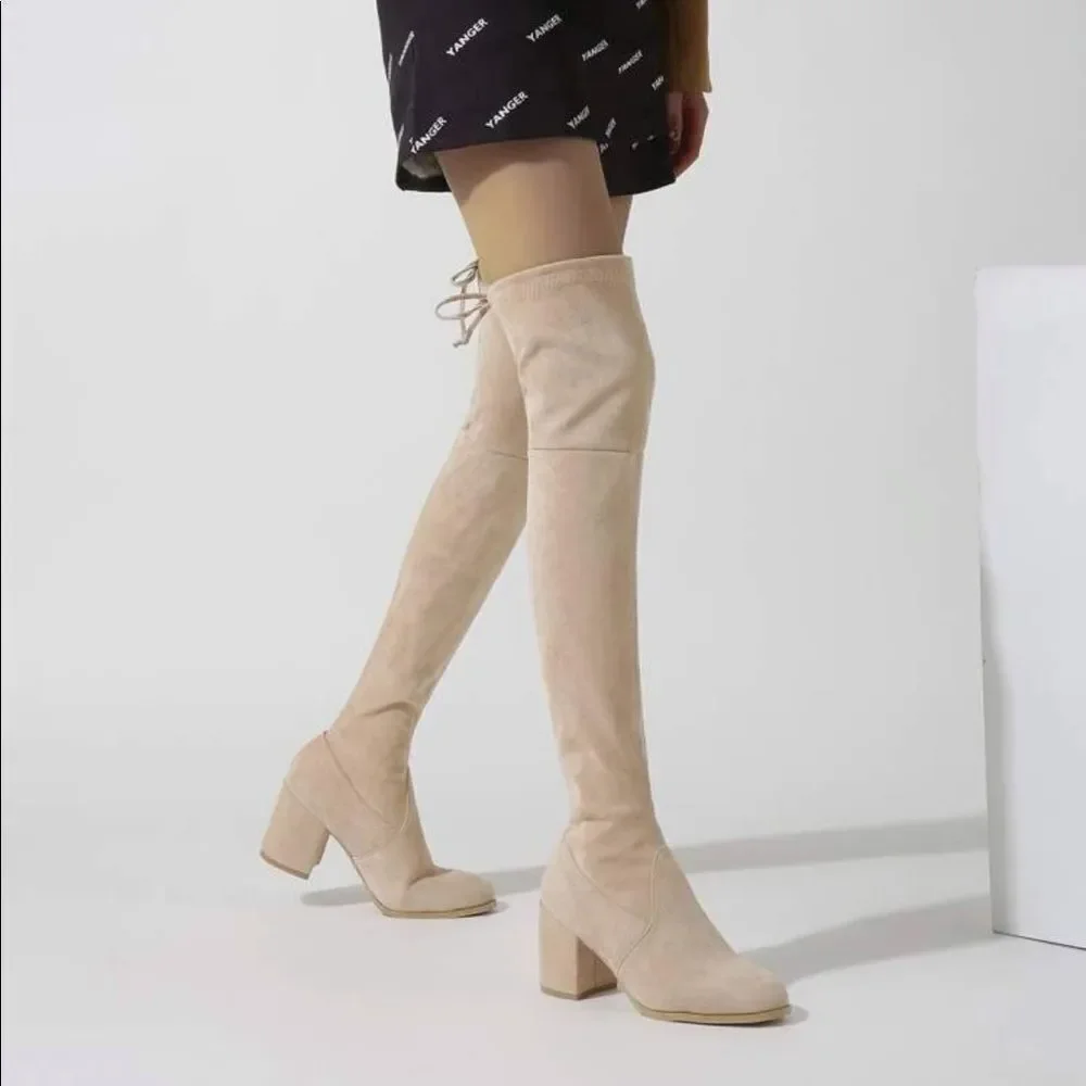 Chunky Heel Over the Knee Boots